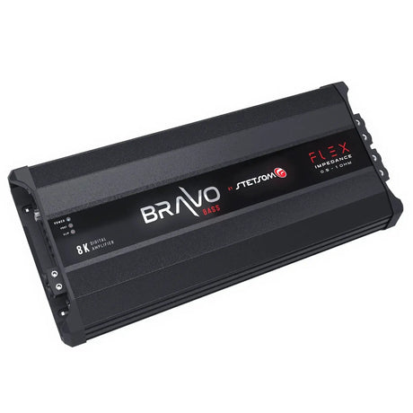 Stetsom BRAVO BASS Flex 8K 0.5~1ohm (Auto) Mono Class D Car Audio Amplifier, Automatic Impedance System 0.5 to 1 Ohm - Trinity Car Audio