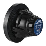 Rear-angle view of a DS18 CF-6MD speaker showing the labeled magnet housing and open black basket