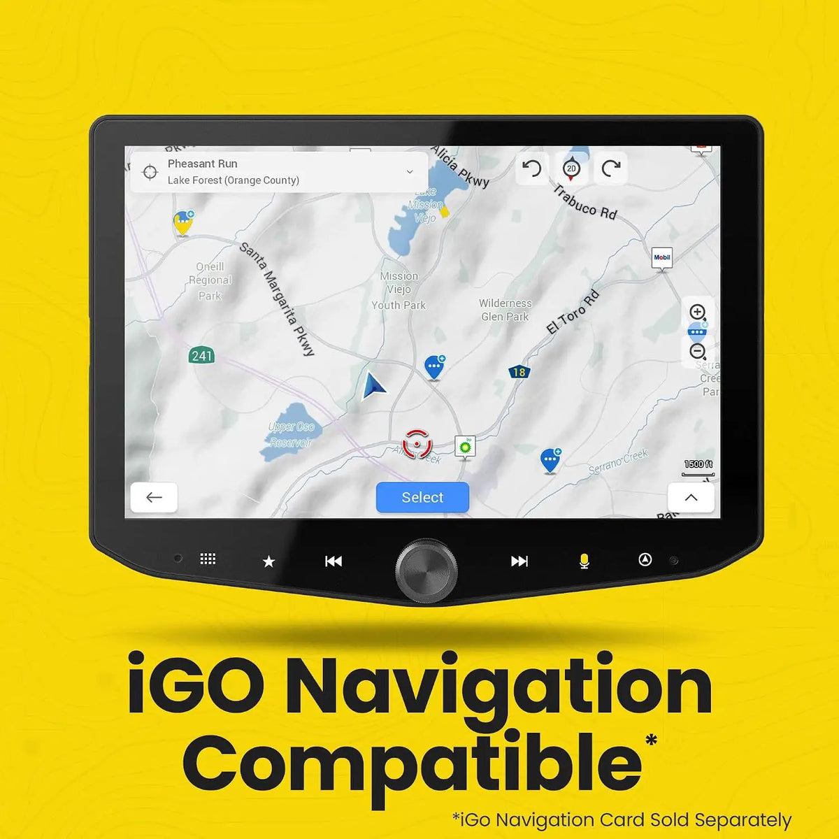Stinger HORIZON10 displaying an iGO navigation map; the navigation card is sold separately