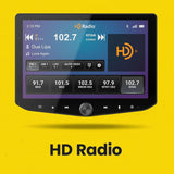 Stinger HD Radio graphic showing station 102.7, preset stations and playback information