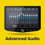 Stinger HORIZON10 touchscreen showing the advanced audio equalizer controls
