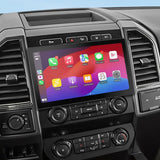 Stinger HORIZON12 installed in a vehicle dashboard displaying Apple CarPlay apps