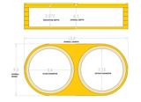 Tru Spec dual 8-inch Stack Fab door-pod drawing showing 7.35-inch cutouts, 8.4-inch flush recesses and 3.875-inch mounting depth