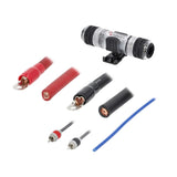 Alternate layout of T-Spec wiring components showing the fuse holder, cable ends and RCA plugs
