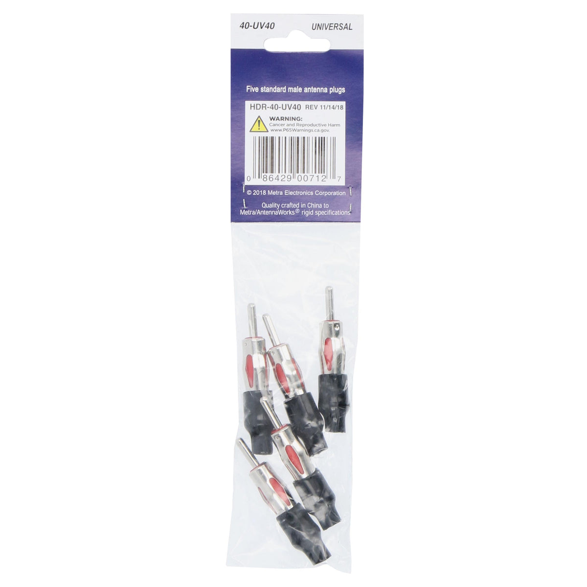 Universal Antenna Connectors | Male | 5 Pack — 40-UV40