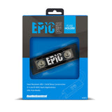 AudioControl EPIC PWR Fuse Holder in its retail packaging, featuring a black and blue box with a clear window displaying the fuse holder inside.