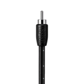 A close-up of a black audio cable connector with a silver metal pin and a black textured sleeve embossed with 'LFG', shown on a plain white background.