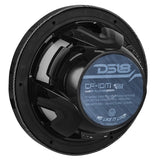 Rear of a DS18 CF-10M speaker with a label reading 10-inch, 600 watts max, 200 watts RMS and 4 ohms.
