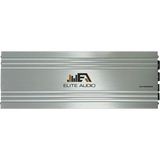 A silver Elite Audio EA4000M 2,000 Watt Monoblock Amplifier featuring horizontal lines, the Elite Audio logo, and model number displayed on the front panel, equipped with high-speed MOSFET technology for competition-grade power.