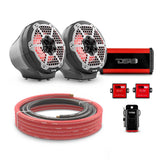 DS18 6.5" Loaded Flat Mount Speaker Pods with Amplifier, Installation Kit and RGB LED Lights, Package for Can-Am Spyder &