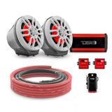 DS18 6.5" Loaded Flat Mount Speaker Pods with Amplifier, Installation Kit and RGB LED Lights, Package for Can-Am Spyder &