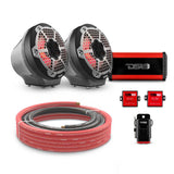 DS18 6.5" Loaded Flat Mount Speaker Pods with Amplifier, Installation Kit and RGB LED Lights, Package for Can-Am Spyder &