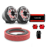 DS18 6.5" Loaded Flat Mount Speaker Pods with Amplifier, Installation Kit and RGB LED Lights, Package for Can-Am Spyder &