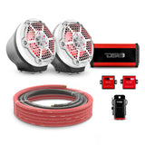 DS18 6.5" Loaded Flat Mount Speaker Pods with Amplifier, Installation Kit and RGB LED Lights, Package for Can-Am Spyder &