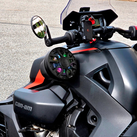 DS18 6.5" Loaded Flat Mount Speaker Pods with Amplifier, Installation Kit and Digital LED Lights, Package for Can-Am Spyder