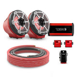 DS18 6.5" Loaded Flat Mount Speaker Pods with Amplifier, Installation Kit and RGB LED Lights, Package for Can-Am Spyder &