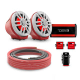 DS18 6.5" Loaded Flat Mount Speaker Pods with Amplifier, Installation Kit and RGB LED Lights, Package for Can-Am Spyder &