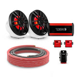 DS18 6.5" Loaded Flat Mount Speaker Pods with Amplifier, Installation Kit and RGB LED Lights, Package for Can-Am Spyder &