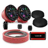 DS18 6.5" Loaded Flat Mount Speaker Pods with Amplifier, Installation Kit and Digital LED Lights, Package for Can-Am Spyder
