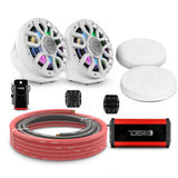 DS18 6.5" Loaded Flat Mount Speaker Pods with Amplifier, Installation Kit and Digital LED Lights, Package for Can-Am Spyder