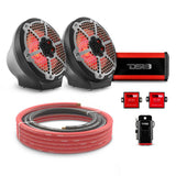DS18 8" Loaded Flat Mount Speaker Pods with Amplifier, Installation Kit and RGB LED Lights, Package for Can-Am Spyder &