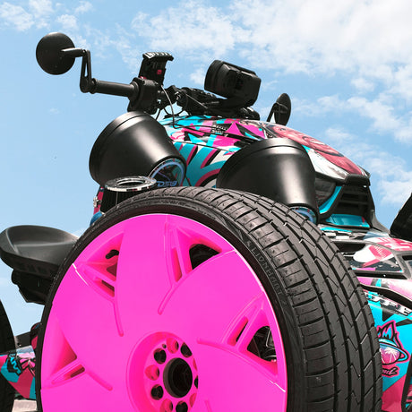 DS18 8" Loaded Flat Mount Speaker Pods with Amplifier, Installation Kit and Digital LED Lights, Package for Can-Am Spyder &
