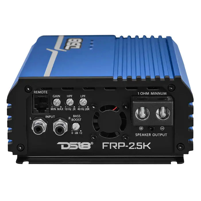 DS18 DS18 FRP-2.5K/BL FRP Compact Full-Range Class D 1-Channel Amplifier 2,500 Watts Rms @ 1-Ohm BLUE - Car Audio