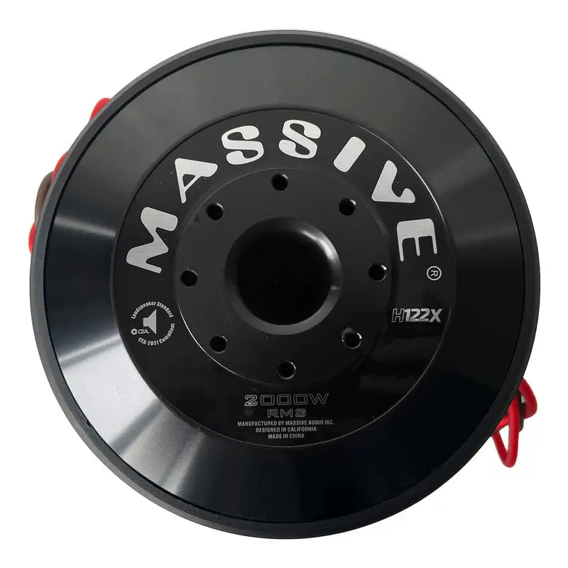 Massive Audio Massive Audio H124X - 12" 2000 Watts RMS Dual 4 Ohm 3" V.C. Mega Subwoofer - Car Audio