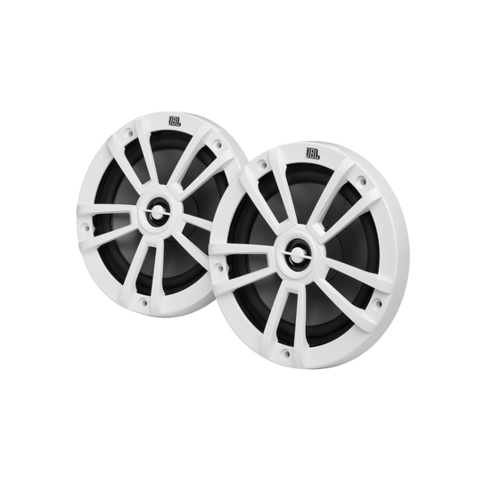 Pair of white JBL Stage Marine 6.5-inch speakers