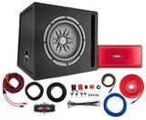 DS18 DS18 LSE-110A Bass Package 1 X SLC-MD10 In a Ported Box with S-1500.1/RD Amplifier and 4-GA Amp Kit 500 Watts - Car Audio