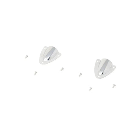 Silver clamshell covers and six mounting screws for the speaker lid kit