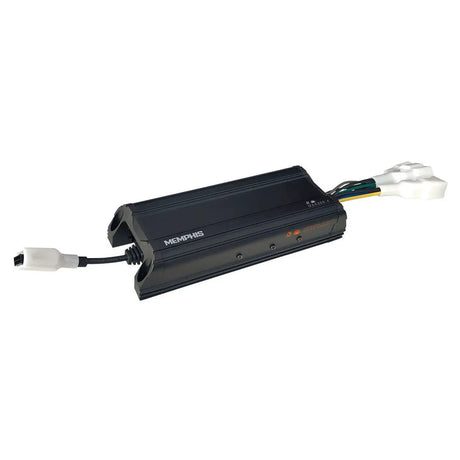 Memphis Audio MXA300.4 amplifier with attached wiring leads