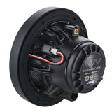 DS18 NVY-M6DC/BK speaker, rear view of connectors and labeled motor housing