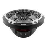 Black DS18 speaker with a silver honeycomb grille, angled front view