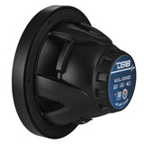 Rear angled view of a black DS18 NXL-10MD speaker showing its 400W RMS, 4-ohm label