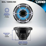 DS18 NXL-10MD/BK mounting diagram showing 273 mm overall diameter, 220 mm cutout and 136 mm mounting depth