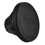 Black DS18 protective cover fitted over a marine speaker