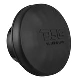 Black oval DS18 speaker with its protective cover fitted over the grille