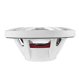 White oval speaker with an open basket, side view