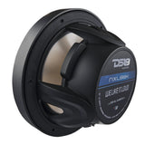Rear-angle view of a black DS18 NXL-8/BK speaker showing its basket and labeled magnet housing