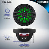 DS18 NXL-8/BK dimension graphic: 218.2 mm overall diameter, 78.5 mm mounting depth and 177 mm cutout