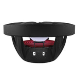 Black speaker with red suspension, side view