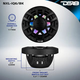 DS18 NXL-IQ6/BK dimension graphic: 177 mm overall diameter, 63 mm mounting depth and 135 mm cutout