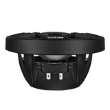 Side view of a black DS18 speaker showing its open basket and two terminals