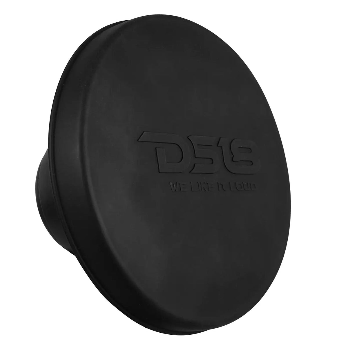 Black DS18 protective cover fitted over a marine speaker