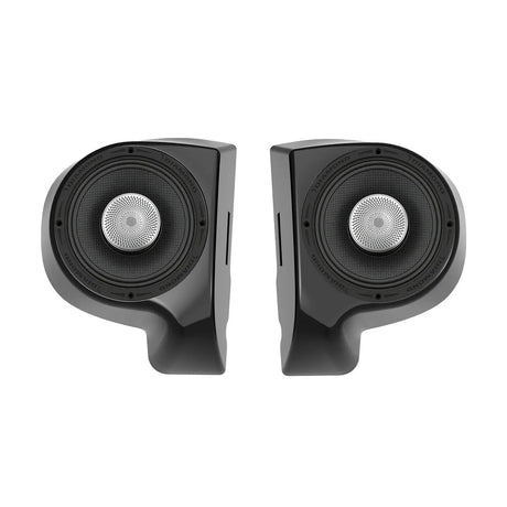 Pair of Diamond Audio speaker pods with black molded housings and silver mesh-covered tweeters