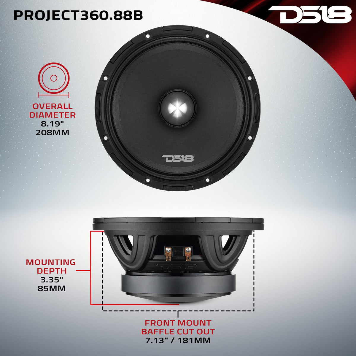 DS18 PROJECT360 High-Sensitivity Mid-High Loudspeaker with Bullet Rotating Recone Design For Quick Repair, product image 78