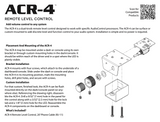 Technical diagram and instructions for ACR-4 remote level control installation on a vehicle dashboard.