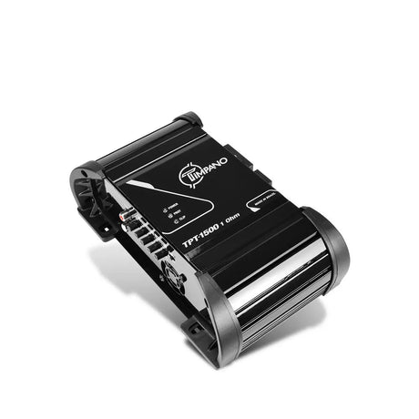 Timpano TPT-1500 1-ohm amplifier, angled view