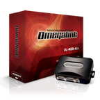 Omegalink interface module beside its red retail box